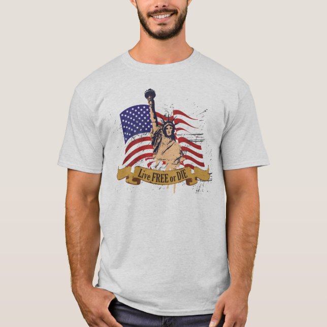 Live Free or Die Liberty American Flag T-Shirt (Front)