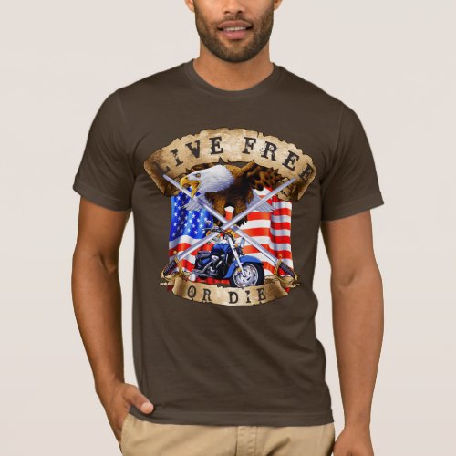 Live Free or Die Motorcycle Patriot Eagle T_Shirt