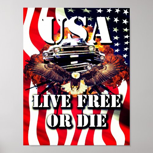 Live Free Or Die Patriotic American Poster