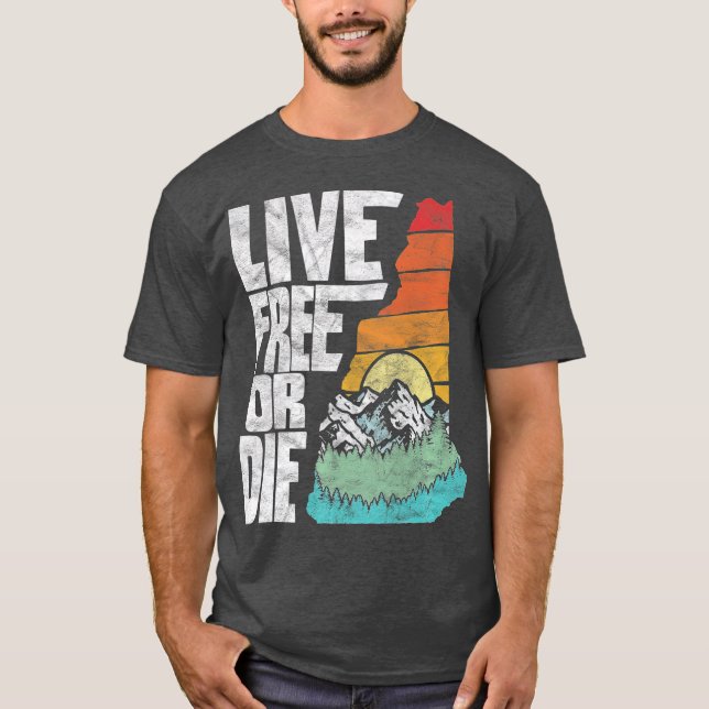 Live Free or Die Retro New Hampshire Nature  (2) T-Shirt (Front)