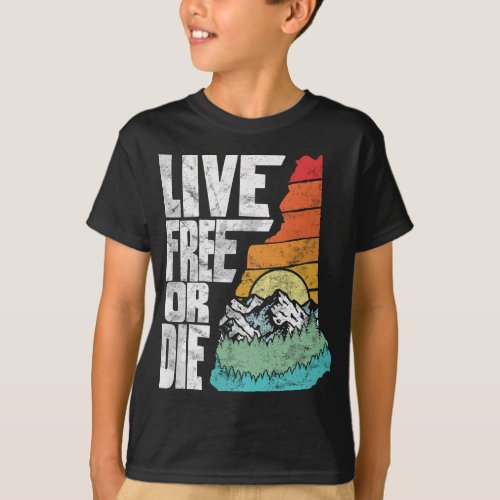 Live Free or Die Retro New Hampshire Nature Graphi T_Shirt