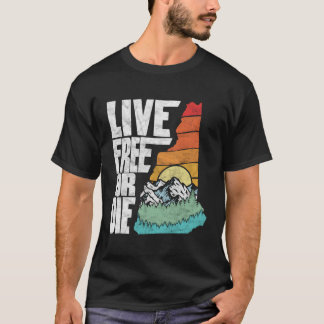 Live Free Or Die Retro New Hampshire Nature Graphi T-Shirt