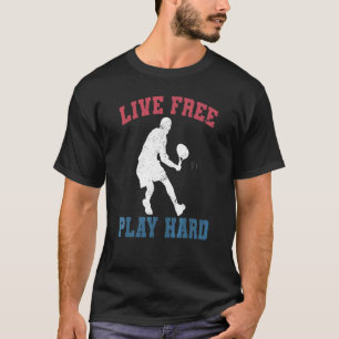 Live Free Play Hard Tennis Player Coach Joke Gra T-Shirt