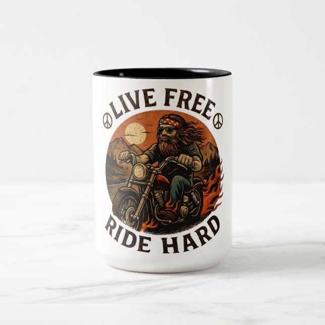 Live free ride hard motorcycle biker coffee mug (Center)
