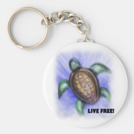 Live Free Turtle Keychain 