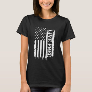 Live Free United States Distressed w US Flag T-Shirt