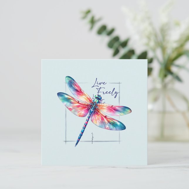 Live Freely - Dragonfly Colorful Inspirational (Standing Front)