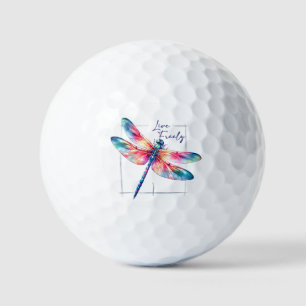 Live Freely - Dragonfly Colorful Inspirational Golf Balls