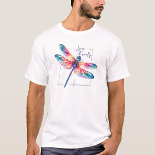 Live Freely - Dragonfly Colorful Inspirational T-Shirt
