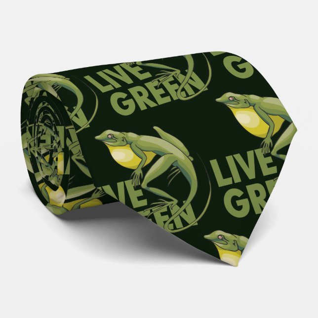 Live Green Environmental Eco Frog Neck Tie (Rolled)