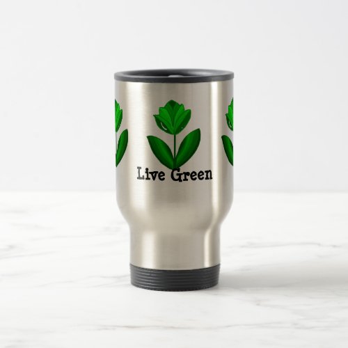 Live Green Flower Design Travel Mug