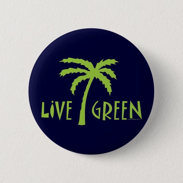 Live Green Palm Tree Environmental Button (Front)