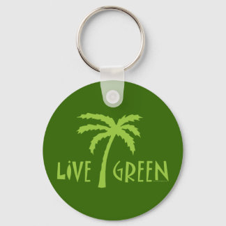 Live Green Palm Tree Environmental Keychain