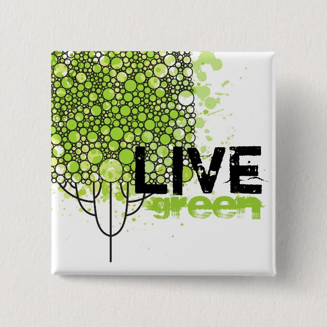 Live Green Pinback Button (Front)