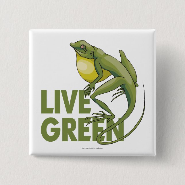 Live Green Pinback Button (Front)
