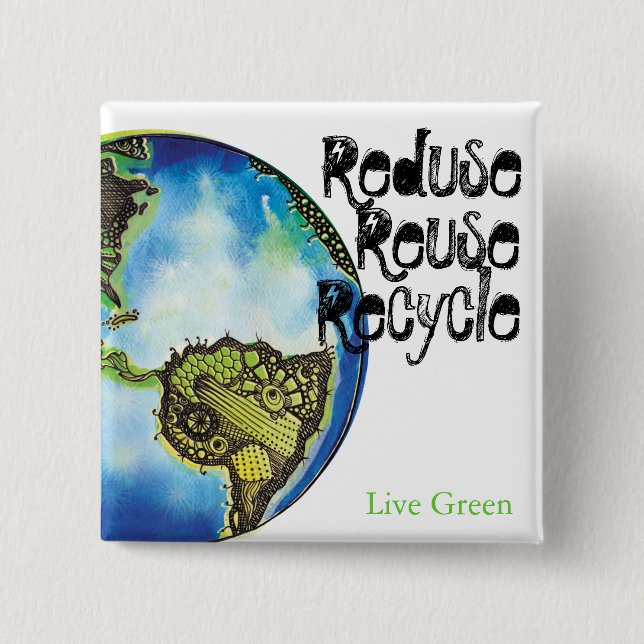 Live Green Pinback Button (Front)
