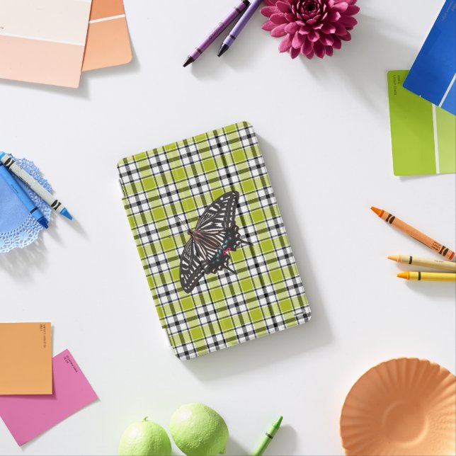 Live Green Plaid Butterfly iPad Case HAMbyWG (In Situ)