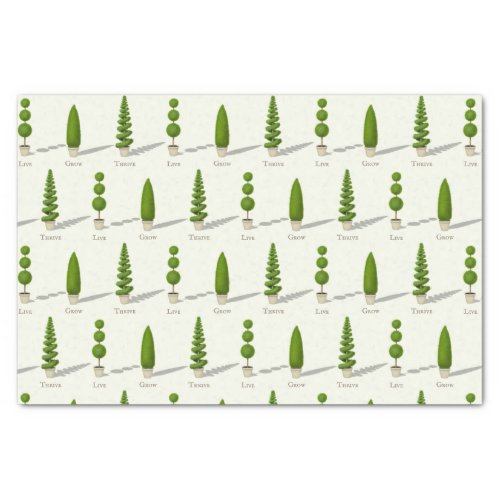 Live Grow Thrive Customizable Cypress Topiaries Tissue Paper