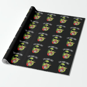 Live Hard Core Funny Avocado Rock Pun Dark BG Wrapping Paper