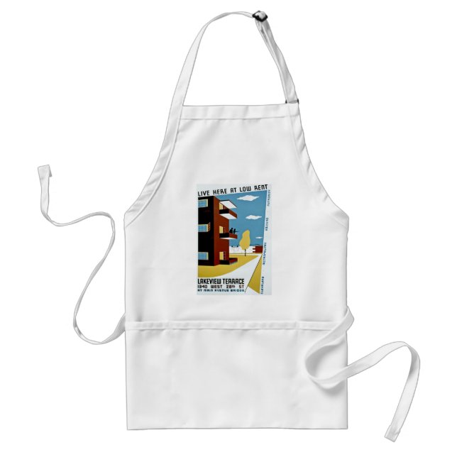 Live Here at Low Rent Adult Apron (Front)