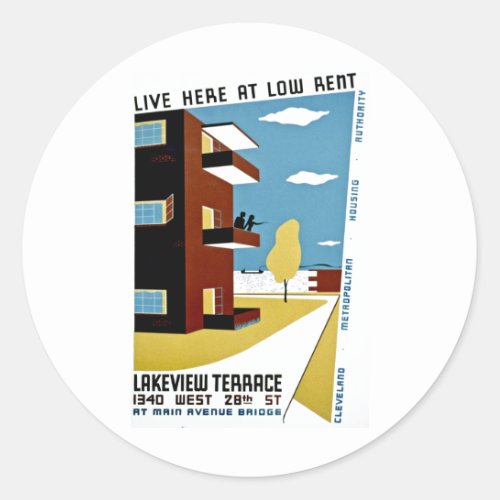 Live Here at Low Rent Classic Round Sticker