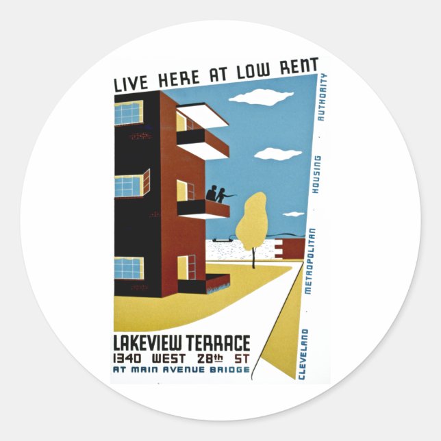 Live Here at Low Rent Classic Round Sticker (Front)