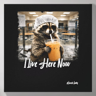 Live Here Now Raccoon Lunch Lady First Day Back To Canvas Photo Tile