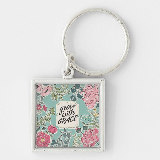 Live in Bloom | Grow With Grace Keychain (Front)
