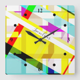 Live in Color Abstract Art Personalized Square Wal Square Wall Clock