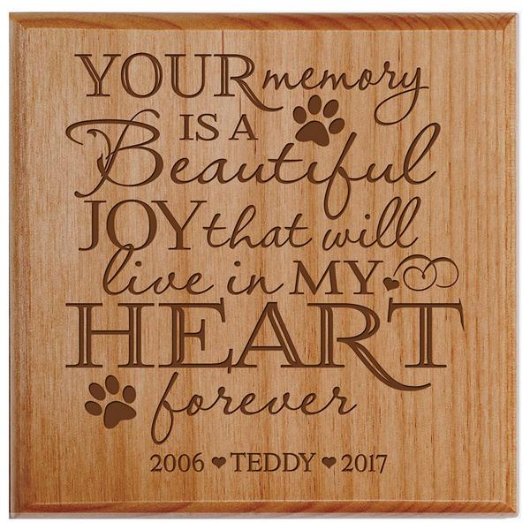 Live In My Heart Small Alder Wood Pet Urn (Front)