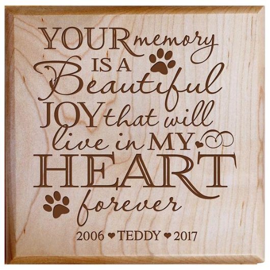 Live In My Heart Small Maple Wood Pet Urn (Front)