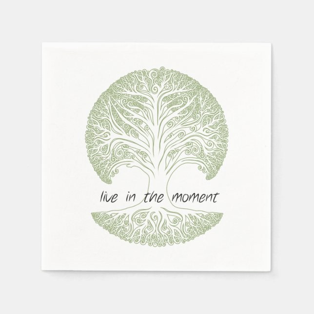 Live in the Moment Tree Paper Napkins (Front)