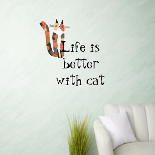 Live Is Better With Cat Wall Decal – Cute Cat Love