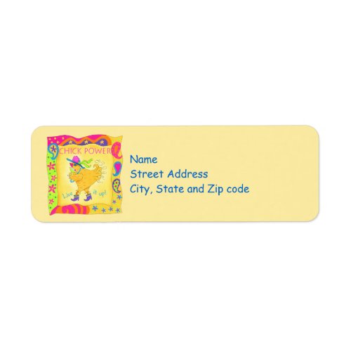 Live It Up Chick Power Yellow Whimsy Address Label