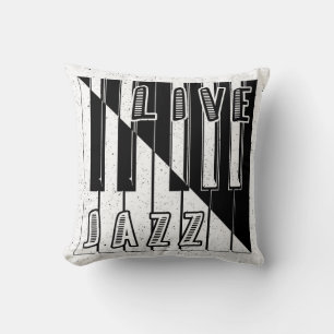 Live Jazz Calligraphy Illusion Logo Lettering with Throw Pillow