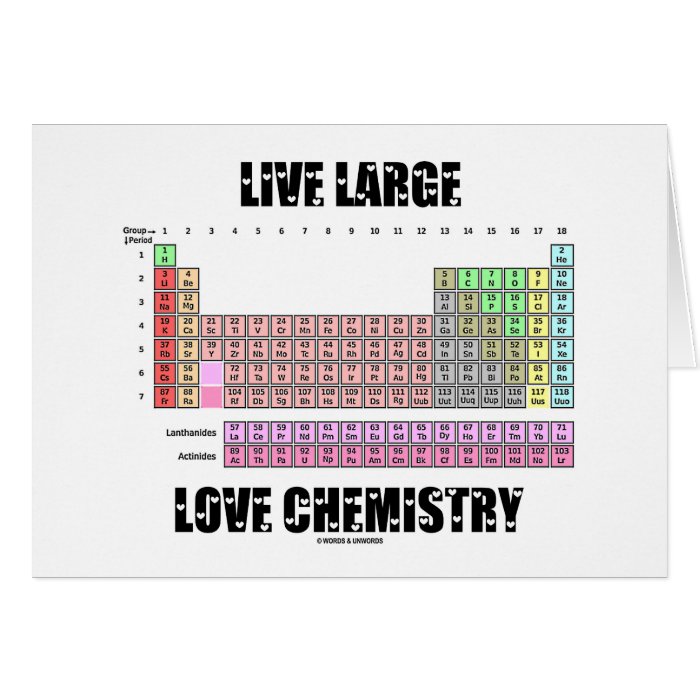 Live Large Love Chemistry Periodic Table Elements Card