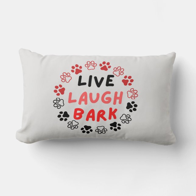 Live laugh bark Offwhite BG Lumbar Pillow (Front)