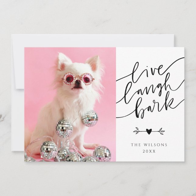 Live Laugh Bark | Pets Christmas 2 Photo Holiday Card (Front)