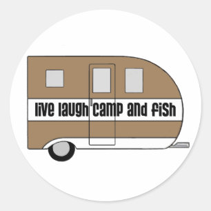 "Live, Laugh, Camp and Fish" Classic Round Sticker