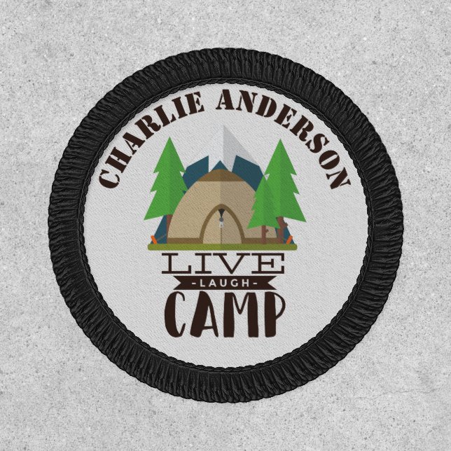 Live Laugh CAMP Camping Hiking Travel Custom Patch (Front)