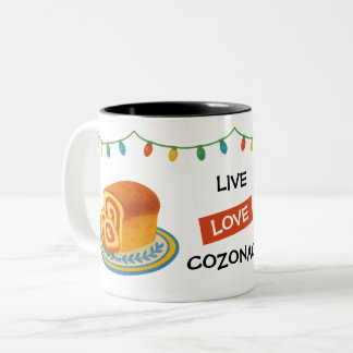 Live Laugh Cozonac Romanian String lights Two-Tone Coffee Mug