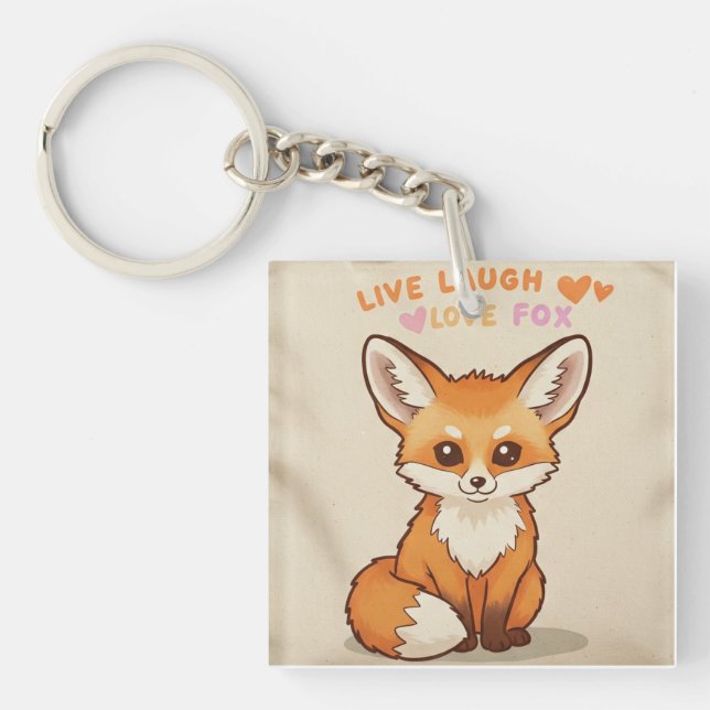 Live Laugh cute fox Keychain (Front)