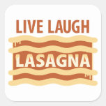 Live Laugh Lasagna Square Sticker at Zazzle