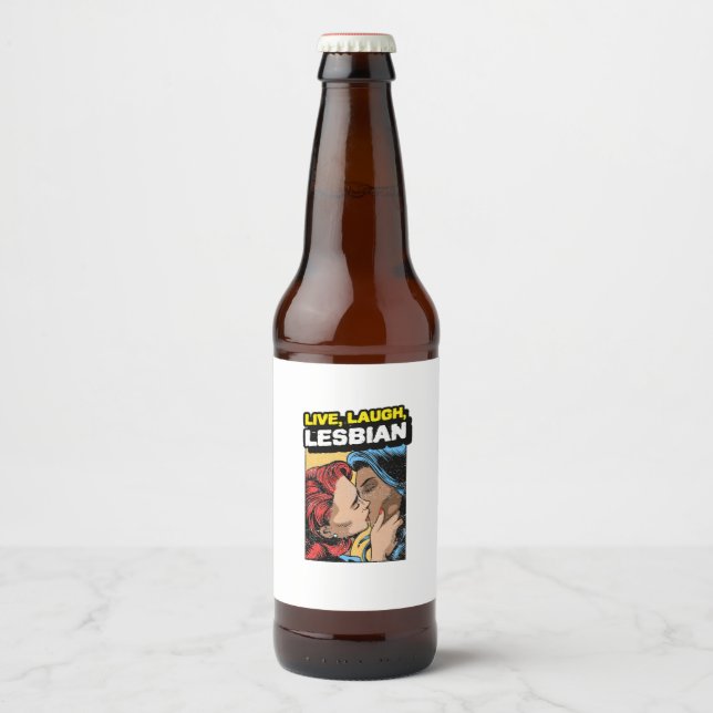 Live Laugh Lesbian Beer Bottle Label (Front)