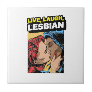 Live Laugh Lesbian Ceramic Tile