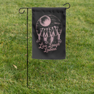 Live Laugh Lesbian Raccoon Lesbian LGBTQ Pride  Garden Flag