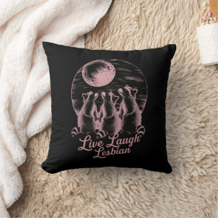 Live Laugh Lesbian Raccoon Lesbian LGBTQ Pride Throw Pillow