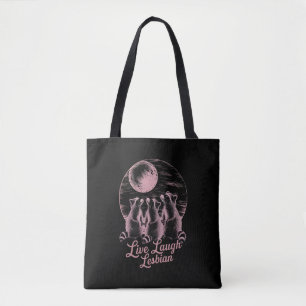 Live Laugh Lesbian Raccoon Lesbian LGBTQ Pride Tote Bag