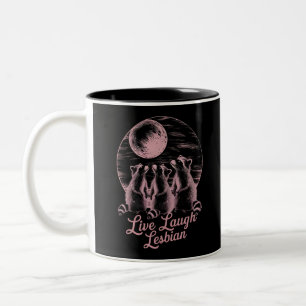 Live Laugh Lesbian Raccoon Lesbian LGBTQ Pride Two-Tone Coffee Mug