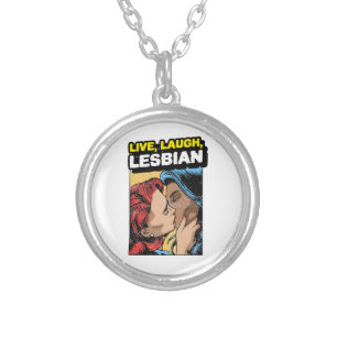 Live Laugh Lesbian Silver Plated Necklace